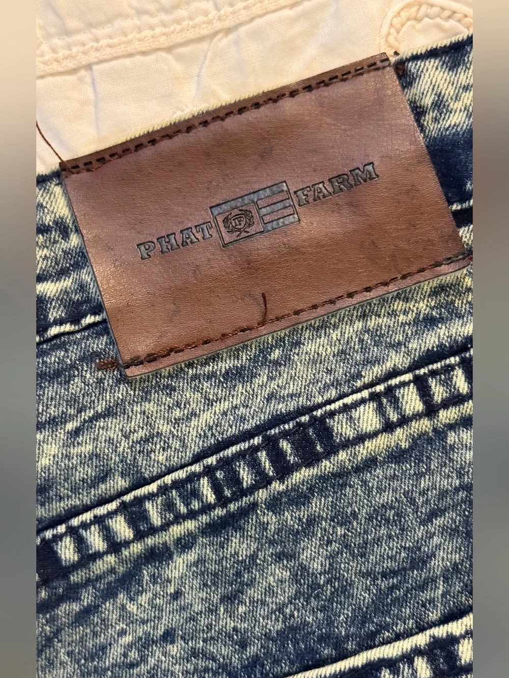 Phat Farm Acid-Wash Moto Jeans